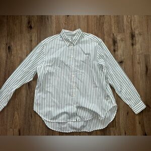 Toteme White and Green Striped Shirt